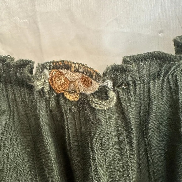 Anthropology Fig And Flower Maxi Dress Womens Size Medium Green Embroidered - Picture 7 of 9